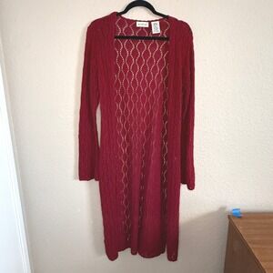 Vintage Y2K Medium Red Knit Bell Sleeve Duster Fairy Grunge Goblin Ren Fair Boho